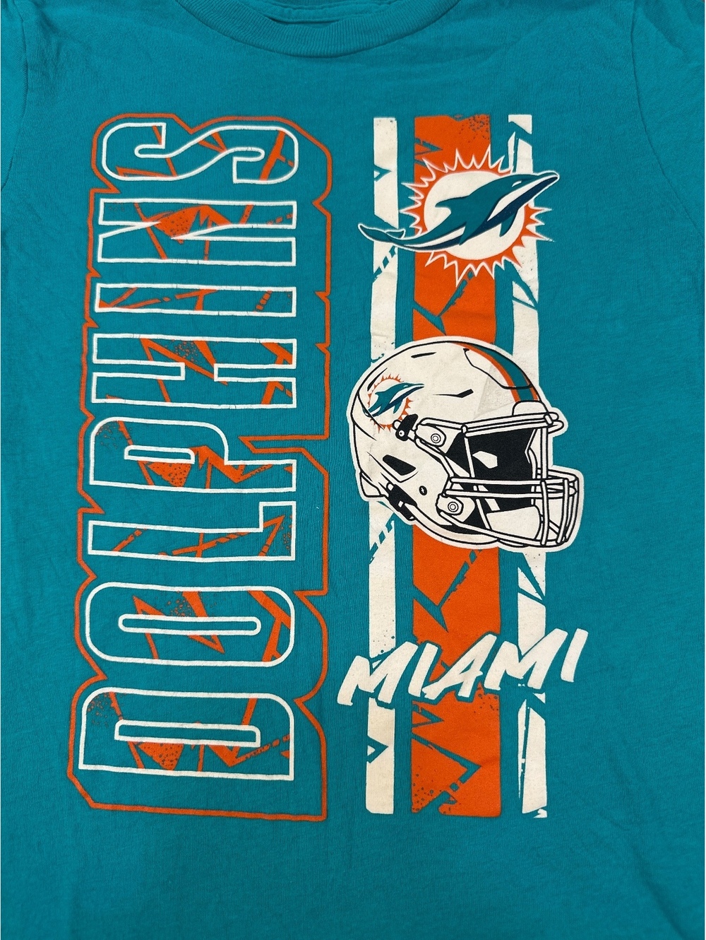 NFL Boys Miami Dolphins Graphic Tee L-G-G-7 Teal Casual